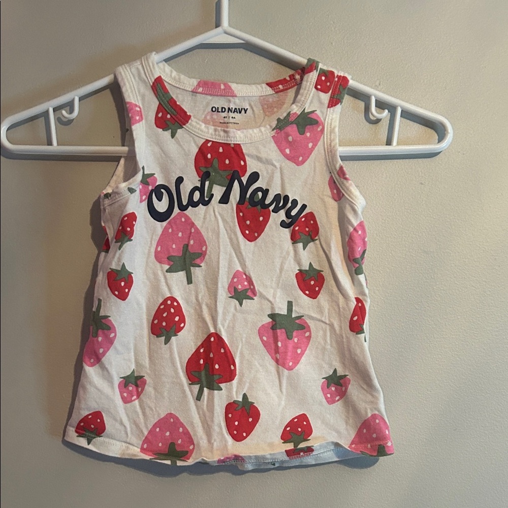 Old Navy Kids Tank Top with Strawberry Design - White and Pink